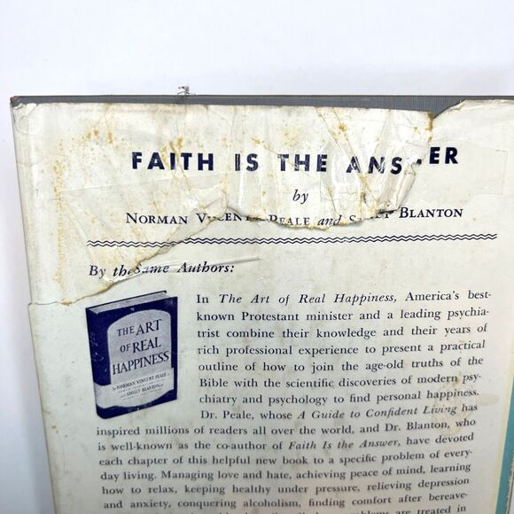 Faith Is The Answer by Norman Vincent Peale and Smiley Blanton Hardcover Book - Picture 8 of 16